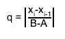 q = #||{#frac{x_{i}-x_{i-1}}{B-A}}