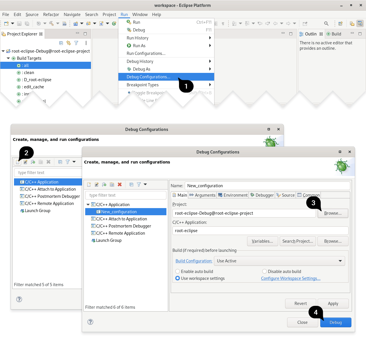 Eclipse run and debug configurations