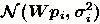 $ \mathcal{N}(Wp_i,\sigma_i^2)$