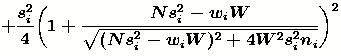 $z_i^2=Var(w_{i}-W\hat{p}_i)=N\hat{p}_i(1-N\hat{p}_i)\biggl(\frac{Ws_i^2}
{\sqrt{(Ns_i^2-w_iW)^2+4W^2s_i^2n_i}}\biggr)^2\\
+\frac{s_i^2}{4}\biggl(1+\frac{Ns_i^2-w_iW}
{\sqrt{(Ns_i^2-w_iW)^2+4W^2s_i^2n_i}}\biggr)^2$