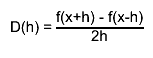 D(h) = #frac{f(x+h) - f(x-h)}{2h}