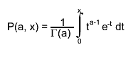 P(a, x) = #frac{1}{#Gamma(a) } #int_{0}^{x} t^{a-1} e^{-t} dt