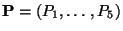 $ \mathbf{P} = (P_1, \ldots, P_5)$