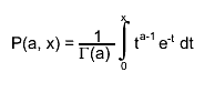 P(a, x) = #frac{1}{#Gamma(a) } #int_{0}^{x} t^{a-1} e^{-t} dt