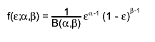 f(\varepsilon;\alpha,\beta) = \frac{1}{B(\alpha,\beta)} \varepsilon^{\alpha-1} (1 - \varepsilon)^{\beta-1}