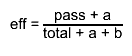 eff = #frac{pass + a}{total + a + b}