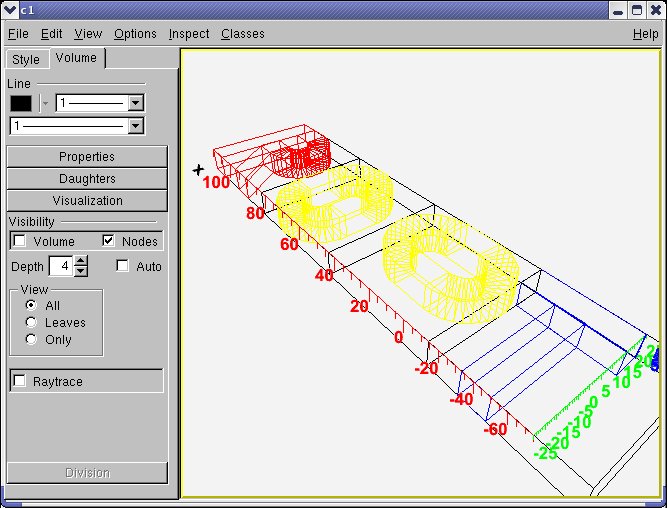 Volume visualisation settings and division interface for volumes