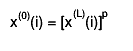 x^{(0)}(i) = [x^{(L)}(i)]^{p}