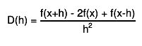 D(h) = #frac{f(x+h) - 2f(x) + f(x-h)}{h^{2}}