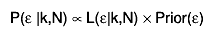 P(#varepsilon |k,N) #propto L(#varepsilon|k,N) #times Prior(#varepsilon)