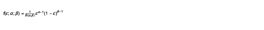 f(\varepsilon;\alpha;\beta) = \frac{1}{B(\alpha,\beta)} \varepsilon^{\alpha-1} (1 - \varepsilon)^{\beta-1}